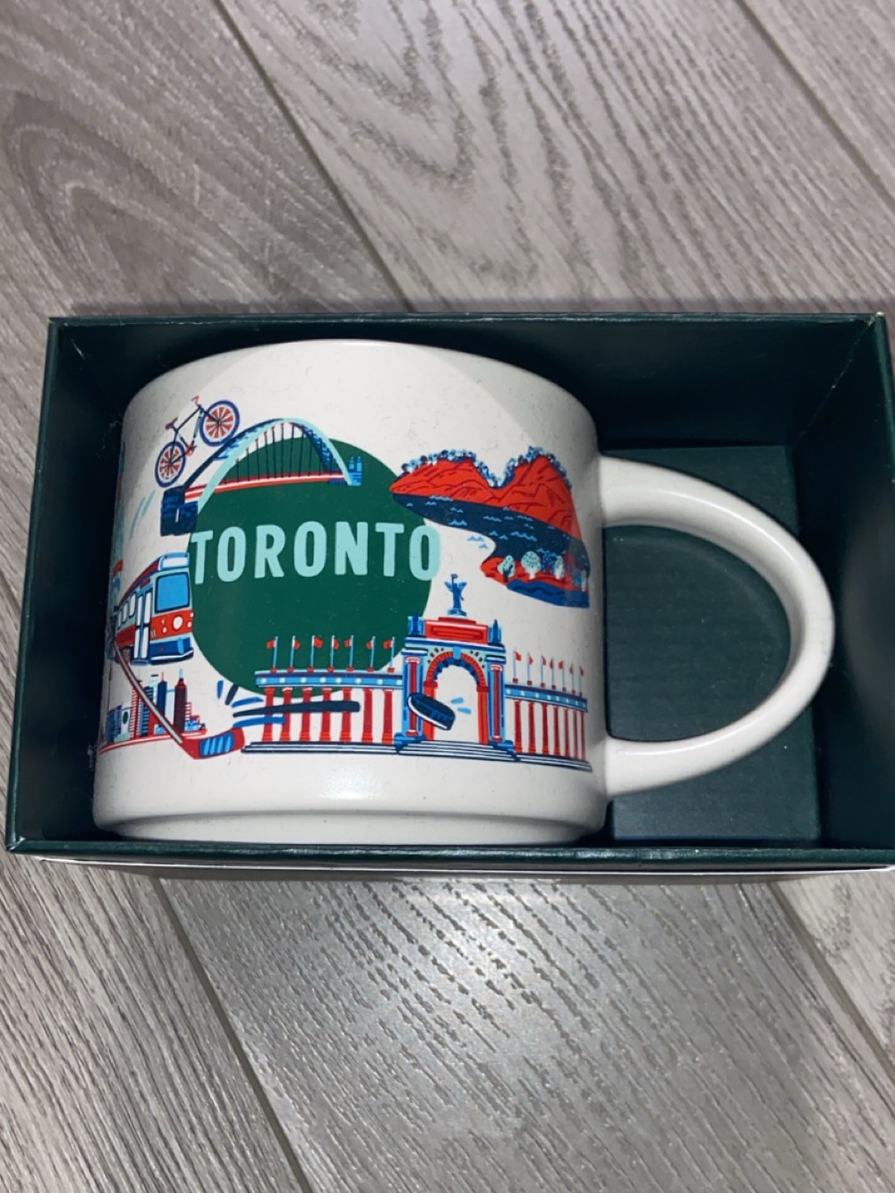 Starbucks Toronto Ceramic Mug - White with Green, Red & Blue Accents